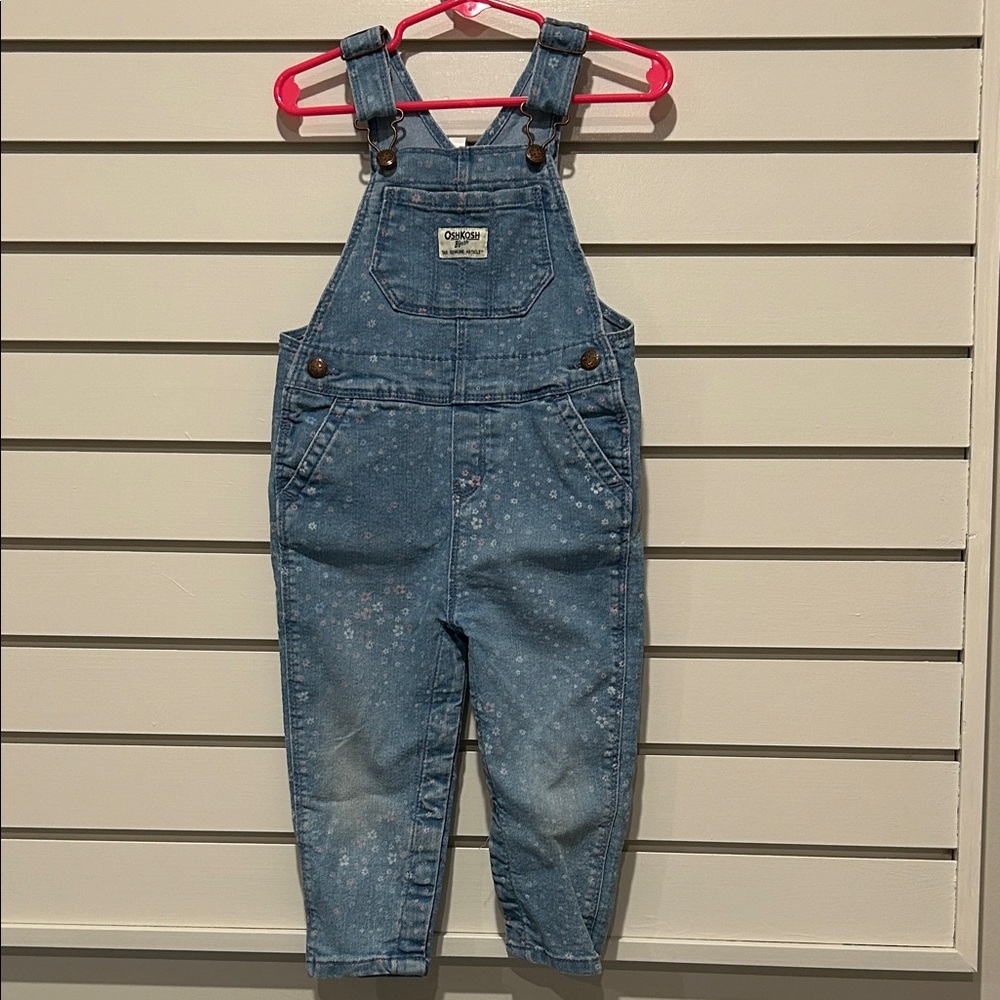 OshKosh B'gosh Denim Blue Overalls with Subtle Print